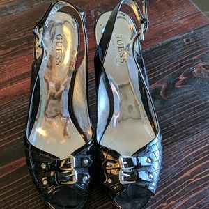Black Patent Leather Guess Stilleto Heels